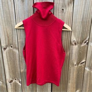 Vintage Carlisle Silk Blend Knit Red Sleeveless Turtle Neck Top Blouse
